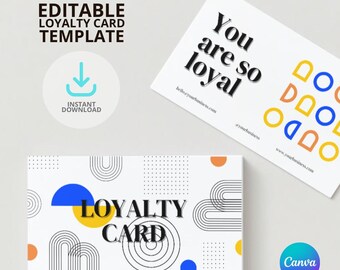 editable loyalty card, black white and color loyalty card, customizable loyalty card, editable loyalty card template