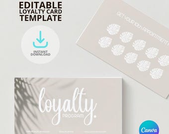 printable loyalty card canva template, customizable loyalty card, customizable canva file, company loyalty card