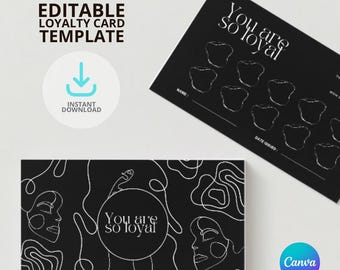 editable loyalty card template, editable loyalty card template on canva, customizable loyalty card template, black loyalty card