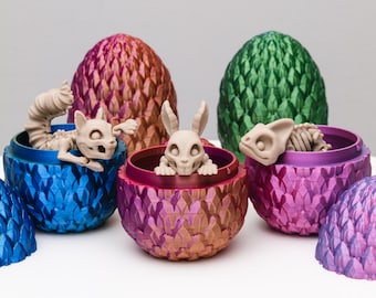 Skeletttier, Hase, Eichhörnchen, Chamäleon, Drachenei, Ostern