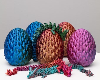 3D gedruckter Kristalldrache, Drachenschuppen-Ei, Metallgelenk-Flexi-Spielzeug, Linderung von Angststress