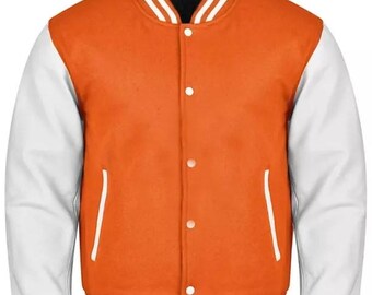 thumbnail image 2 of Varsity Bomber Letterman Jacket – Wool Blend With Real Cowhide Leather Sleeves, Men's Sizes XS-7XL 2 of 2