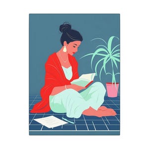 Zara Midnight Muse Indian Woman Sitting Art Canvas Contemporary Bohemian Wall Art for Dreamers image 3