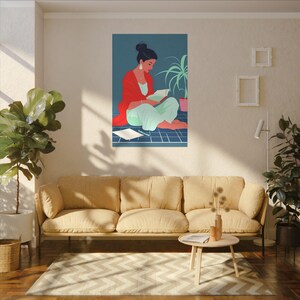 Zara Midnight Muse Indian Woman Sitting Art Canvas Contemporary Bohemian Wall Art for Dreamers image 2