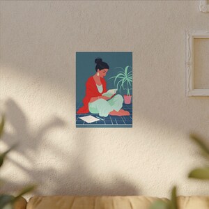 Zara Midnight Muse Indian Woman Sitting Art Canvas Contemporary Bohemian Wall Art for Dreamers image 6