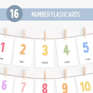 16 Number Flash Cards | Preschool Number Flash Cards | Number Cards | Montessori Flash Cards | Instant Download | Learn Numbers