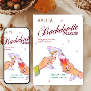 Handwritten Style Bachelorette Invitation & Itinerary Template (Digital Download, Editable in Canva