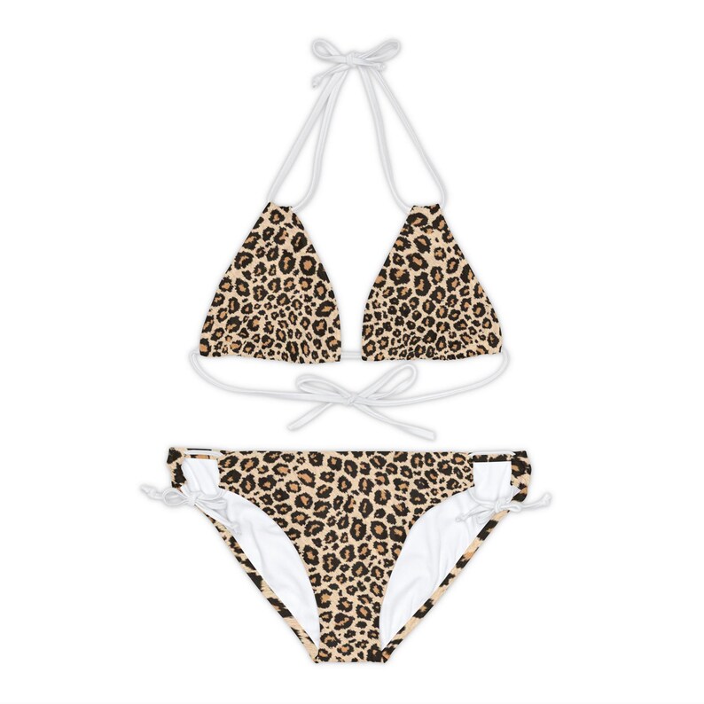 Leopard Drawstring Detail Swim Dress and Bottoms Set