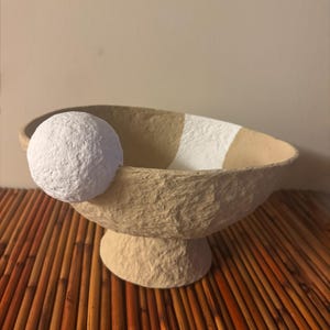 Handmade, papier-mâché decorative bowl.