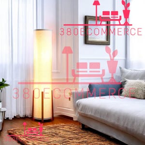 Floor Lamp, 48 Inch Tall Lamp with Wood Frame, Asian Design for Bedroom, Decorative Tower Shade Lamp for Living Rooms and Offices