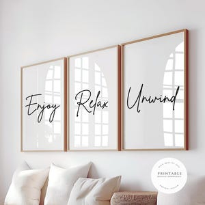 Enjoy Relax&Unwind Wall Art, Guest Room Quote,Inspiring Quotes, Modern Prints, Digital Wall Print, Download, Home Decor.