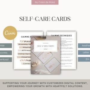Modèle de cartes de soins personnels pour un état d'esprit positif, cartes d'affirmations quotidiennes pour l'amour de soi, l'estime de soi, le bien-être mental, cartes d'inspiration