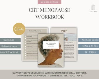 Hormonal System, Menopause CBT Worksheets Template, Perimenopause and Mental Health Planner for Women, Canva Tools for Therapists & Coaches