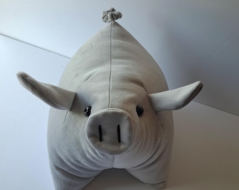 Platinum Grey Piggy Pig Pillow Handmade Pillow