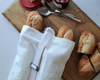 Handmade Cotton Canvas Baguette Tote: Crossbody Bread Carrier