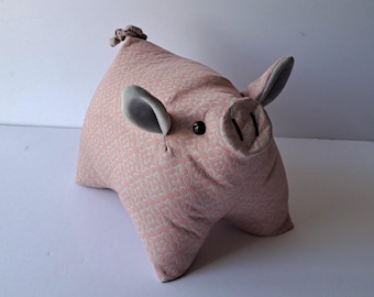 Portia Piggy in Pink and Silver Mosaic Pillow Handmade Pillow