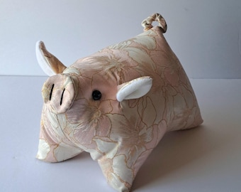 Pinkie Blossom Satin Pig Pillow Handmade Pillow