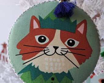 Handmade Cat Christmas Ornaments: Holiday Kitty Gift Tags, Set of 4