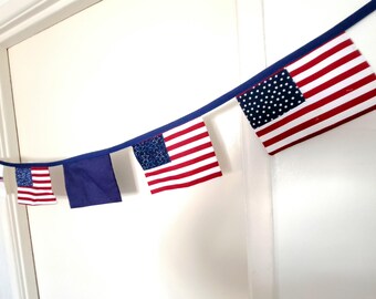 Handmade Mini Flag Bunting Garland! July 4th 250 years USA Americana