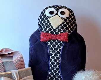 Handmade Penguin Plushie Pillow Professor Polka Dot