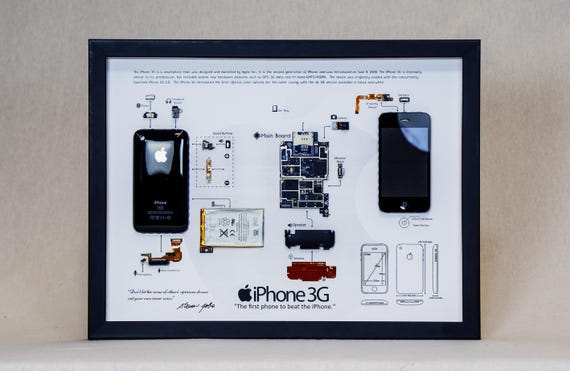Framed iPhone 3G Teardown Art: Apple Lovers Gift - Etsy