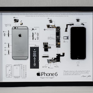 額入り iPhone 6 ウォールアート ギフト / Apple 愛好家 - 分解された携帯電話 - 分解された携帯電話 - 開発者。