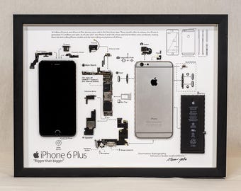 フレーム付き分解iPhoneアート、分解アート、フレーム付きiPhone 3g