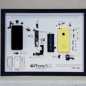 Cadeaux d'art mural encadré pour iPhone 5C / Amateurs d'Apple - Téléphone démonté - Téléphone démontable - Développeurs.