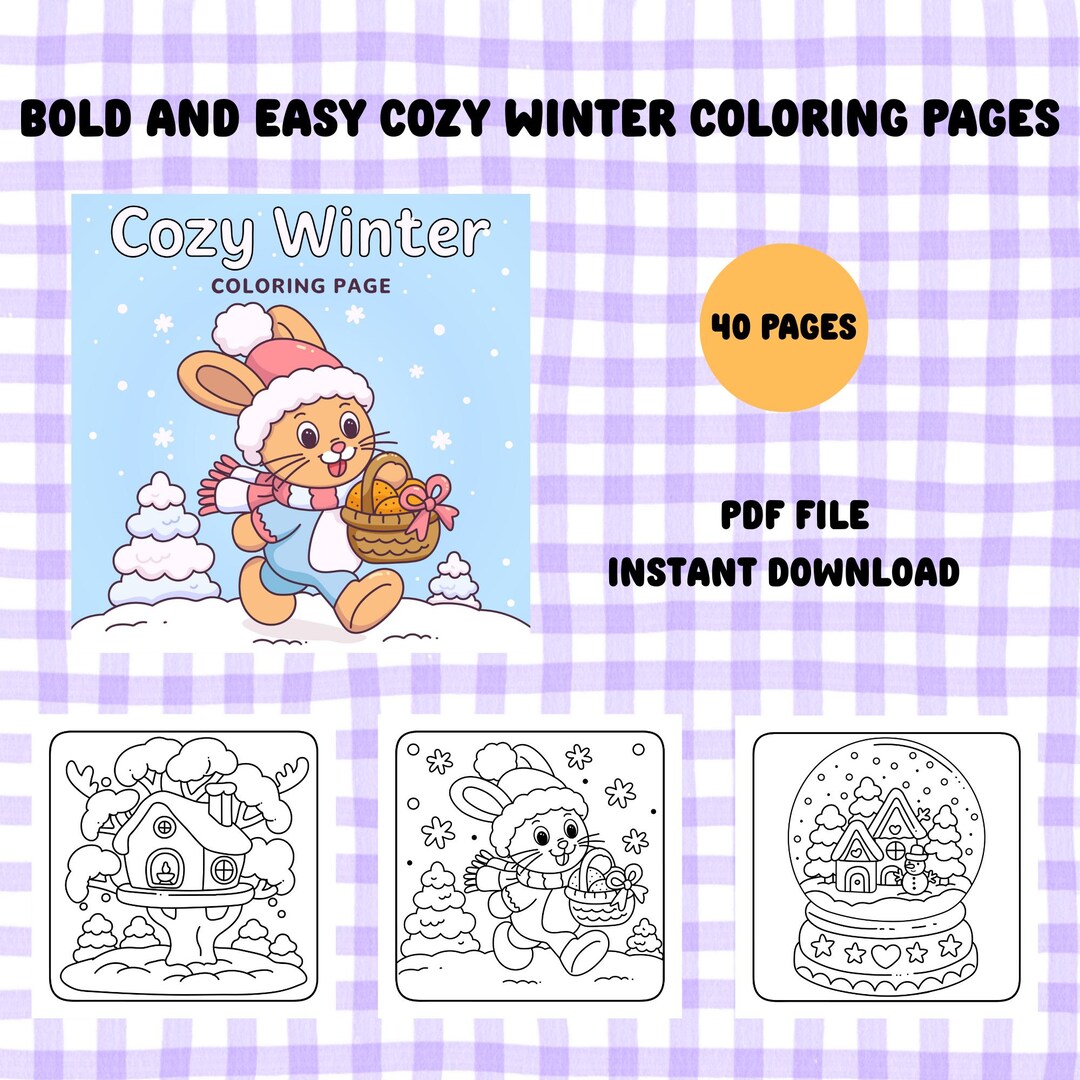 Bold and Easy Cozy Winter Coloring Pages, Coloring Sheets for Kids and ...