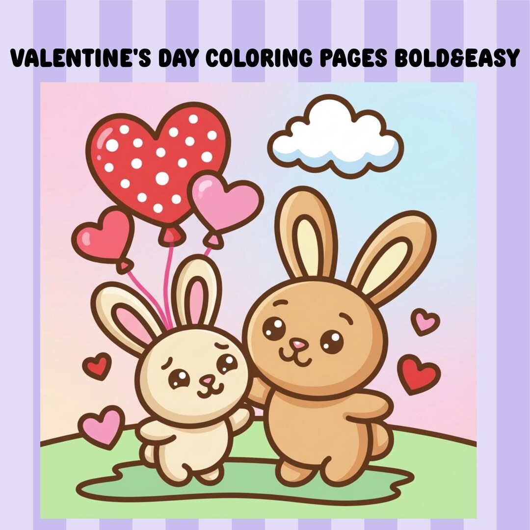 Valentine's Day Coloring Pages Bold and Easy for Kids and Adults - Etsy