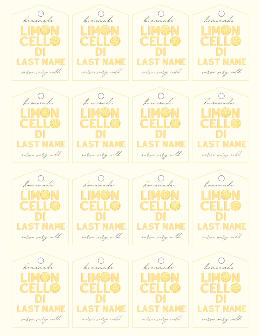 Di Morretti - Homemade Limoncello Bottle Tags Digital Template - Etsy