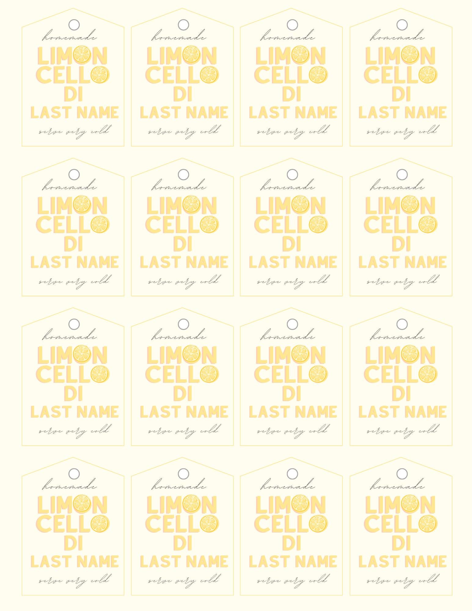 Di Morretti - Homemade Limoncello Bottle Tags Digital Template - Etsy