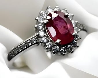 Ruby ring, Womens ruby ring, Silver ring, Ruby Gemstone ring, Engagement ring, Natural ruby ring, Anniversary gift for her, handmade ring