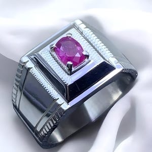 Ruby ring, Red Mens ruby ring, Silver ring, Ruby Gemstone ring, Engagement ring, Natural ruby ring, Anniversary gift for him, Mens rings
