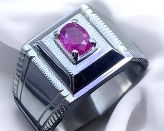 Ruby ring, Red Mens ruby ring, Silver ring, Ruby Gemstone ring, Engagement ring, Natural ruby ring, Anniversary gift for him, Mens rings