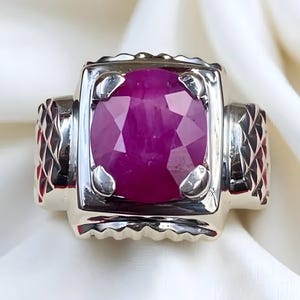 Ruby ring, Red Mens ruby ring, Silver ring, Ruby Gemstone ring, Engagement ring, Natural ruby ring, Anniversary gift for him, Mens rings