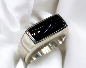 Bague Aqeeq noir de jais, bague en argent, bague avec pierres précieuses, bague pour homme, bijoux en argent sterling, bague de fiançailles, cadeau pour lui, bague fait main, alliances