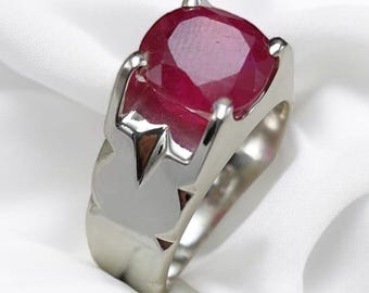 Ruby ring, Red Mens ruby ring, Silver ring, Ruby Gemstone ring, Engagement ring, Natural ruby ring, Anniversary gift for him, Mens rings