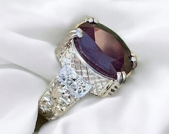 Ruby ring, Red Mens ruby ring, Silver ring, Ruby Gemstone ring, Engagement ring, Natural ruby ring, Anniversary gift for him, Mens rings