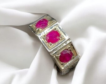 Ruby ring, Red Mens ruby ring, Silver ring, Ruby Gemstone ring, Engagement ring, Natural ruby ring, Anniversary gift for him, Mens rings