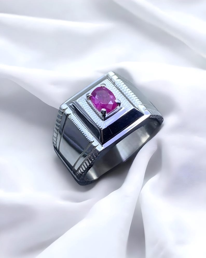 Ruby ring, Red Mens ruby ring, Silver ring, Ruby Gemstone ring, Engagement ring, Natural ruby ring, Anniversary gift for him, Mens rings
