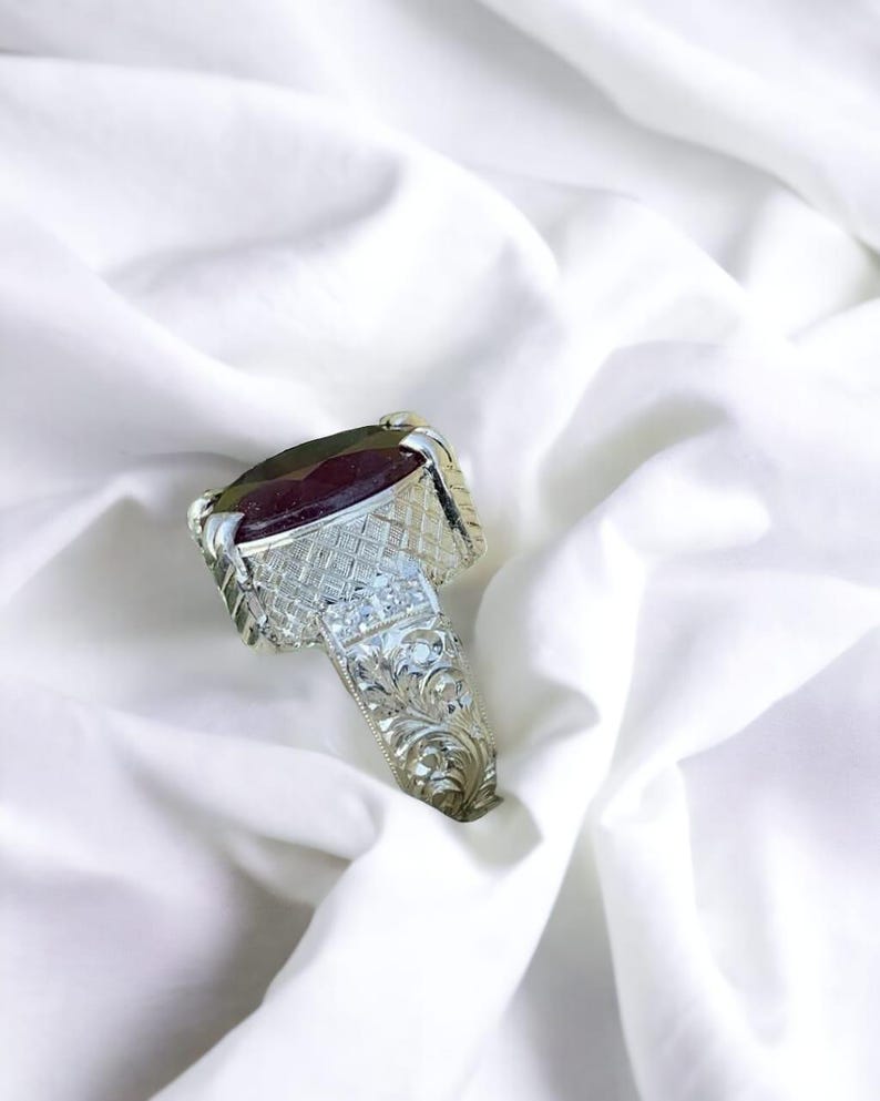 Ruby ring, Red Mens ruby ring, Silver ring, Ruby Gemstone ring, Engagement ring, Natural ruby ring, Anniversary gift for him, Mens rings