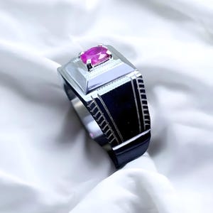 Ruby ring, Red Mens ruby ring, Silver ring, Ruby Gemstone ring, Engagement ring, Natural ruby ring, Anniversary gift for him, Mens rings