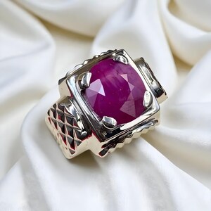 Ruby ring, Red Mens ruby ring, Silver ring, Ruby Gemstone ring, Engagement ring, Natural ruby ring, Anniversary gift for him, Mens rings