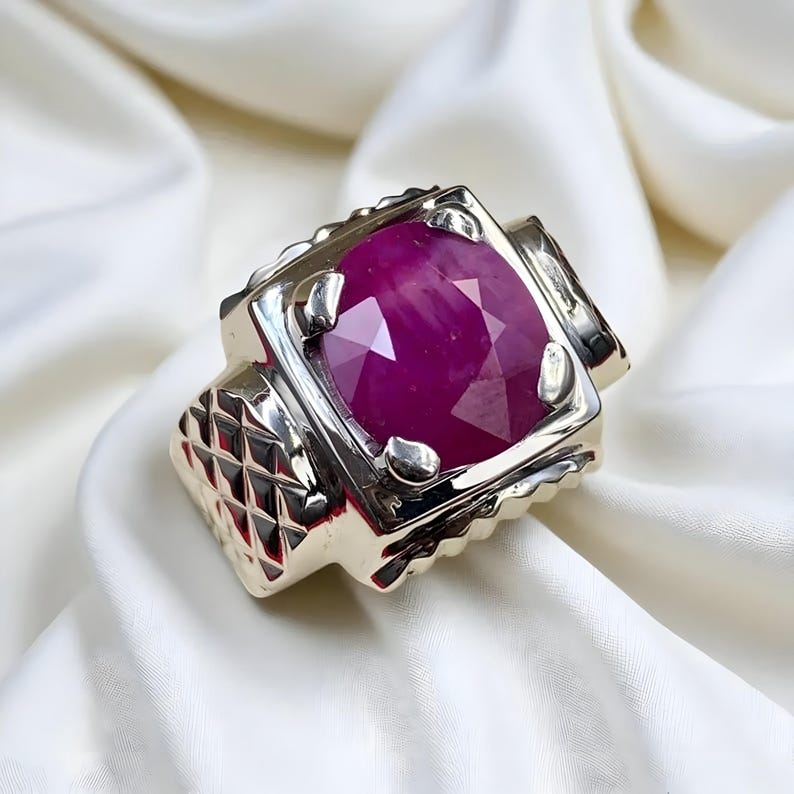 Ruby ring, Red Mens ruby ring, Silver ring, Ruby Gemstone ring, Engagement ring, Natural ruby ring, Anniversary gift for him, Mens rings