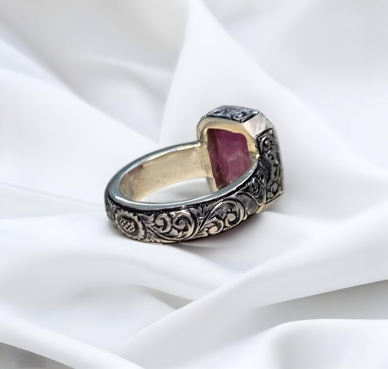 Ruby ring, Red Mens ruby ring, Silver ring, Ruby Gemstone ring, Engagement ring, Natural ruby ring, Anniversary gift for him, Mens rings