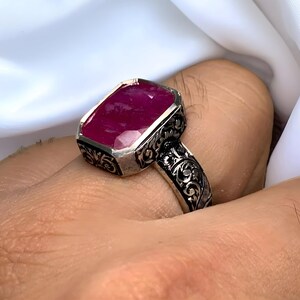Ruby ring, Red Mens ruby ring, Silver ring, Ruby Gemstone ring, Engagement ring, Natural ruby ring, Anniversary gift for him, Mens rings