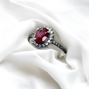 Ruby ring, Womens ruby ring, Silver ring, Ruby Gemstone ring, Engagement ring, Natural ruby ring, Anniversary gift for her, handmade ring