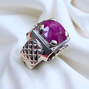 Ruby ring, Red Mens ruby ring, Silver ring, Ruby Gemstone ring, Engagement ring, Natural ruby ring, Anniversary gift for him, Mens rings