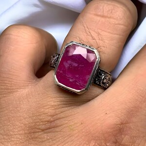 Ruby ring, Red Mens ruby ring, Silver ring, Ruby Gemstone ring, Engagement ring, Natural ruby ring, Anniversary gift for him, Mens rings